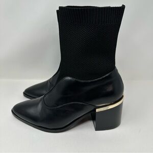 Universal Standard Leather Porto Ankle Sock Boots Black Size 9